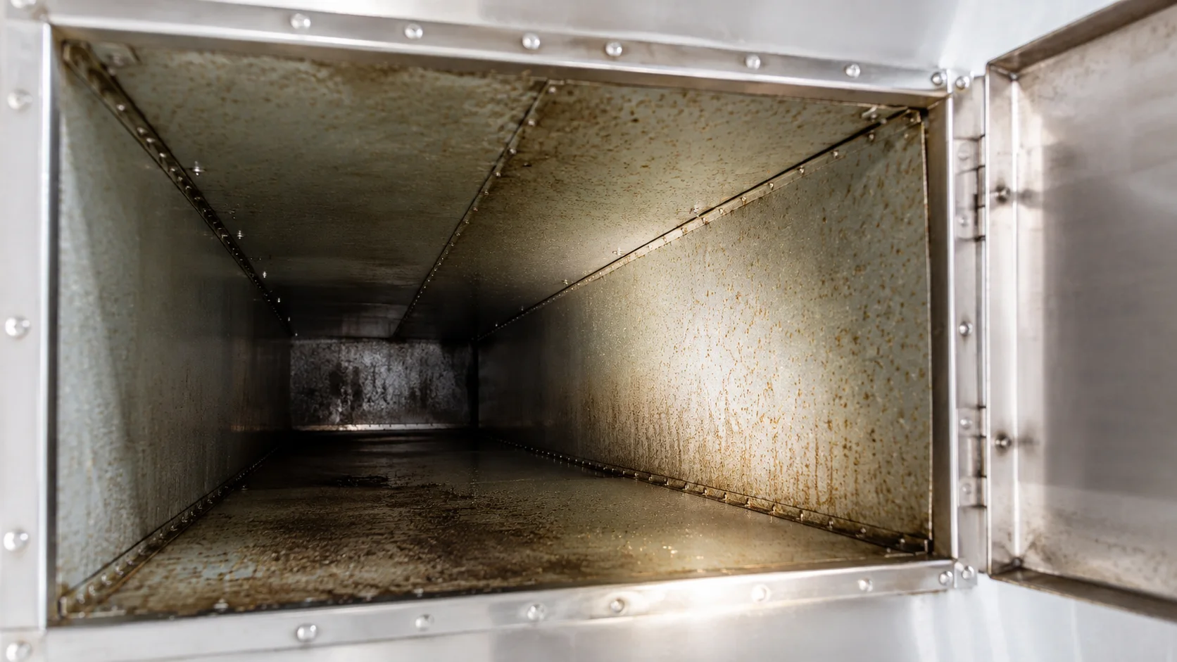 Conceptual view inside an opened kitchen exhaust duct